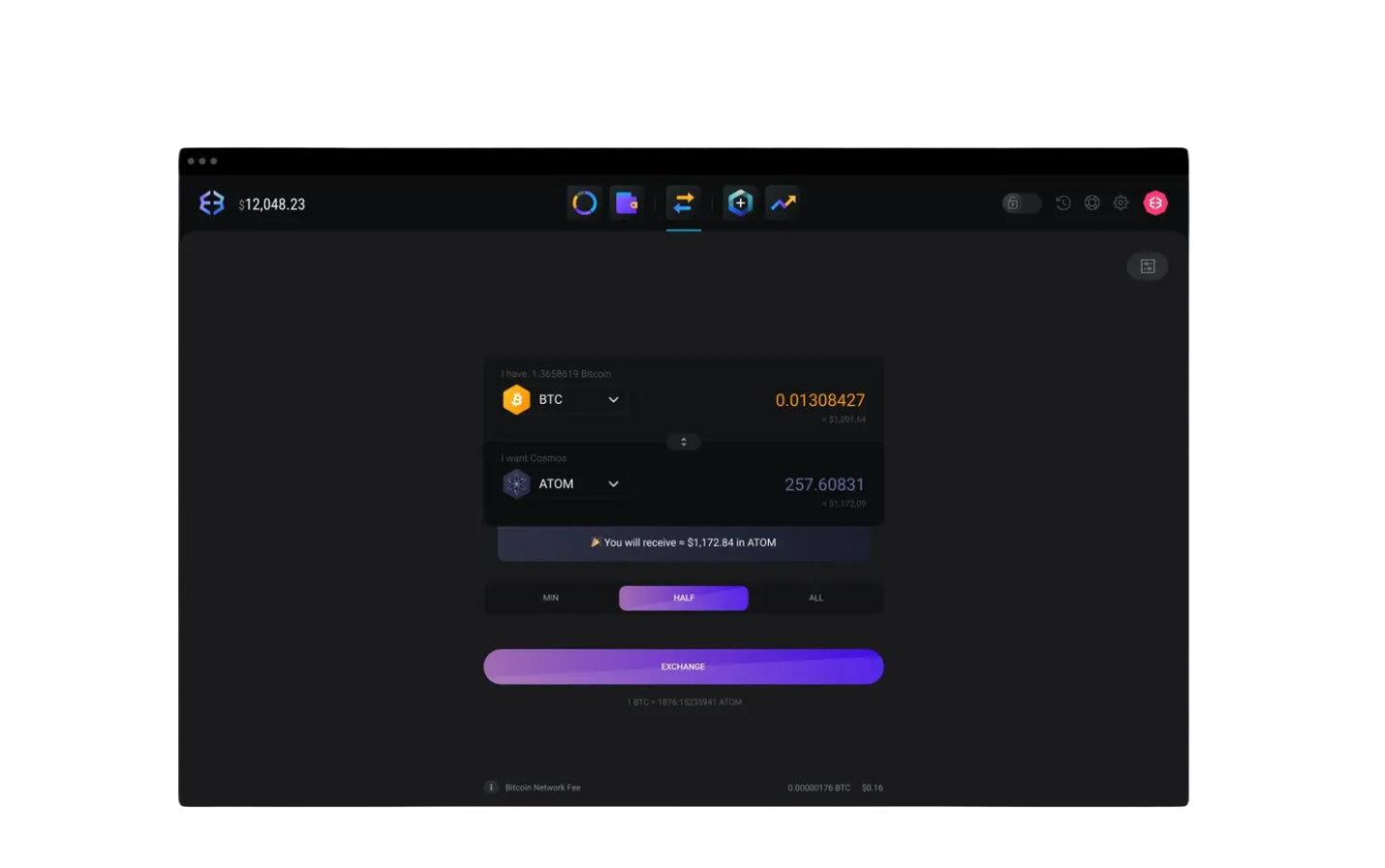 Exodus 钱包界面与 Ledger 硬件签名确认场景